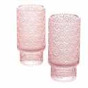 Tabletops Gallery 2 Piece Textured Glass Set - Pink