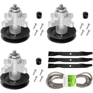 Lawn Mower Spindle Blade Rebuild Kit for Cub Cadet 54" Deck SLT 1554 SLTX 1054, Replaces Spindles 618-04126 918-04125, Blade 742-0677, 5/8 X 138 Belt 954-0642