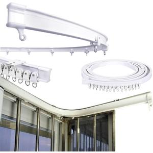Super More 16.5 FT Bendable Curtain Track Ceiling,Mounted Straight Curved Ceiling Track Set Installation for Windows Curtain Room Divider - 5 Meter White