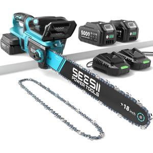 SEESII 40V Electric Chainsaw Cordless 18-Inch with 2 x 5.0Ah Batteries