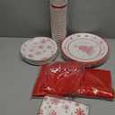 Christmas Party Supplies, Merry Christmas Plates and Napkins, Christmas Disposable Plates, 12oz Cups, Napkins and Forks for Birthday, Baby Shower, Xmas, Christmas Themed Parties Serves 24