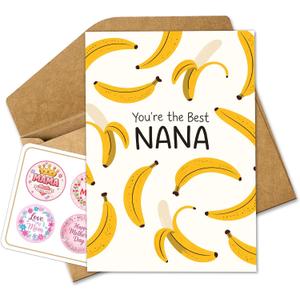 2 x Best Nana in the World Funny Mothers Day Card for Mom - Hilarious Birthday Card for Mom Happy Mother's Day Card for Mum Heartfelt Gifts for Mother, Stepmom, or Grandma from Daughter or Son M224