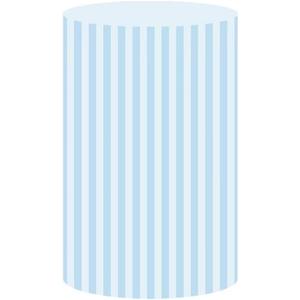 Sky Blue Stripes Round Pedestal Covers for Birthday Party Wedding Baby Shower Bridal Shower Decoration,Plinth Cylinder Cover with Elastic Band za155 Dia36 H75