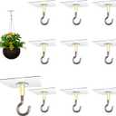 No Hole No Drilling Adhesive Ceiling Hooks for Hanging Plants Lights Wind Chimes Lantern, Sticky J Hooks Eye Hook for Hanging Indoor Outdoor (Traditional-2.4", 20)
