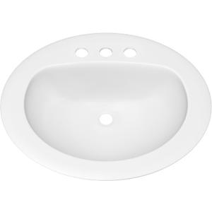 PROFLO PF20178 Rockaway 20-1/2" Oval Vitreous China Drop In Bathroom Sink with Overflow and 3 Faucet Holes at 8" Centers - White