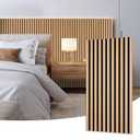 Dowell 3D Slat Wall Panels, Oak Color Wood Grain Pattern,Fluted Panels for Wall,Wall Decor Panels Noise Reduction (9001 4812 12 Oak Natural 48"H)
