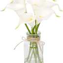 Artificial Flowers Calla Lily in Glass Vase with Faux Water,7Pcs Artificial Calla Lily Flower Real Touch Latex Flowers for Centerpiece Table Decorations Counter Decor(White Calla Lily)