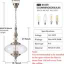 Modern Glass Large Pendant Light Brushed Nickel 5-Light Chandelier for Dining Room, Kitchen Island, H 27.5" x W 15.7", Adjustable Hanging Height