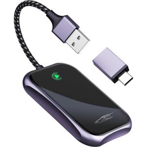 Wireless Carplay Adapter, 2025 Upgrade Converts Wired to Wireless Adapter for iPhone, Auto Connect Dongle for Apple Car Play, Bluetooth No Delay Control for Cars from 2016 and iOS 10+, Black