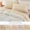 PURE ERA Twin Sheet Set 100% Washed Cotton Gingham Sheets Twin Size Bed Set Linen Feel Soft Breathable Durable,15" Deep Pocket 4Pc Checked Beige Bedsheet