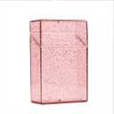 3 x Transparent Cigarette Case for King Size 85mm, Holds 20 Cigarettes,Stylish with Gold Powder Design(Red)