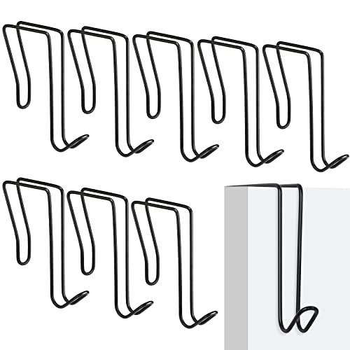 Oudain 8 Pack Wire Cubicle Hooks for Coat Wall Panel Over Cubicle Hanger Accessories for Office Partition Door Picture (Black)