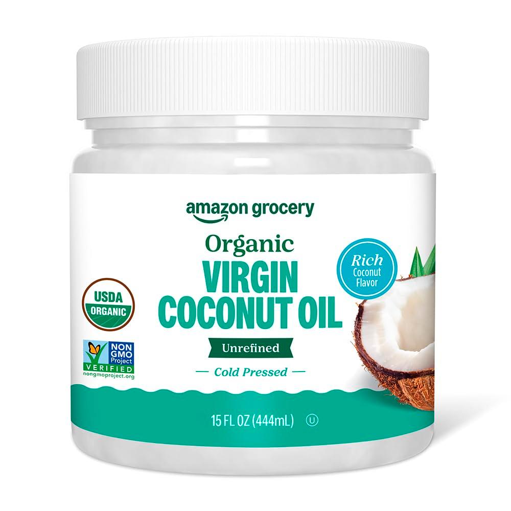 Amazon Grocery, Organic Virgin Coconut Oil, 15 Fl Oz (EXP 03/30/28)
