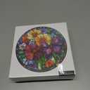 Stained Glass Flower Butterfly Puzzle for Adults 1000 Pieces, Round Mosaic Art Jigsaw Puzzle, Colorful Floral Puzzle