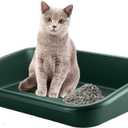 Extra Large Litter Box with High Sides 23.23" Lx16.54 Wx4.33 H, ABS Low Entry Senior Litter Pen Jumbo Pet Safe Litter Boxes Tray for Kittens to Senior Cat, Elderly and Fat Cat (Green)