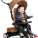 Radio Flyer City 4-in-1 Stroll 'N Trike, Mocha, For Riders 1-5 Years Old, 4 Riding Modes, 3 Point Harness with Comfort Pad, Parent Controlled Steering, Rear Storage, Stroller Tricycle for Toddlers