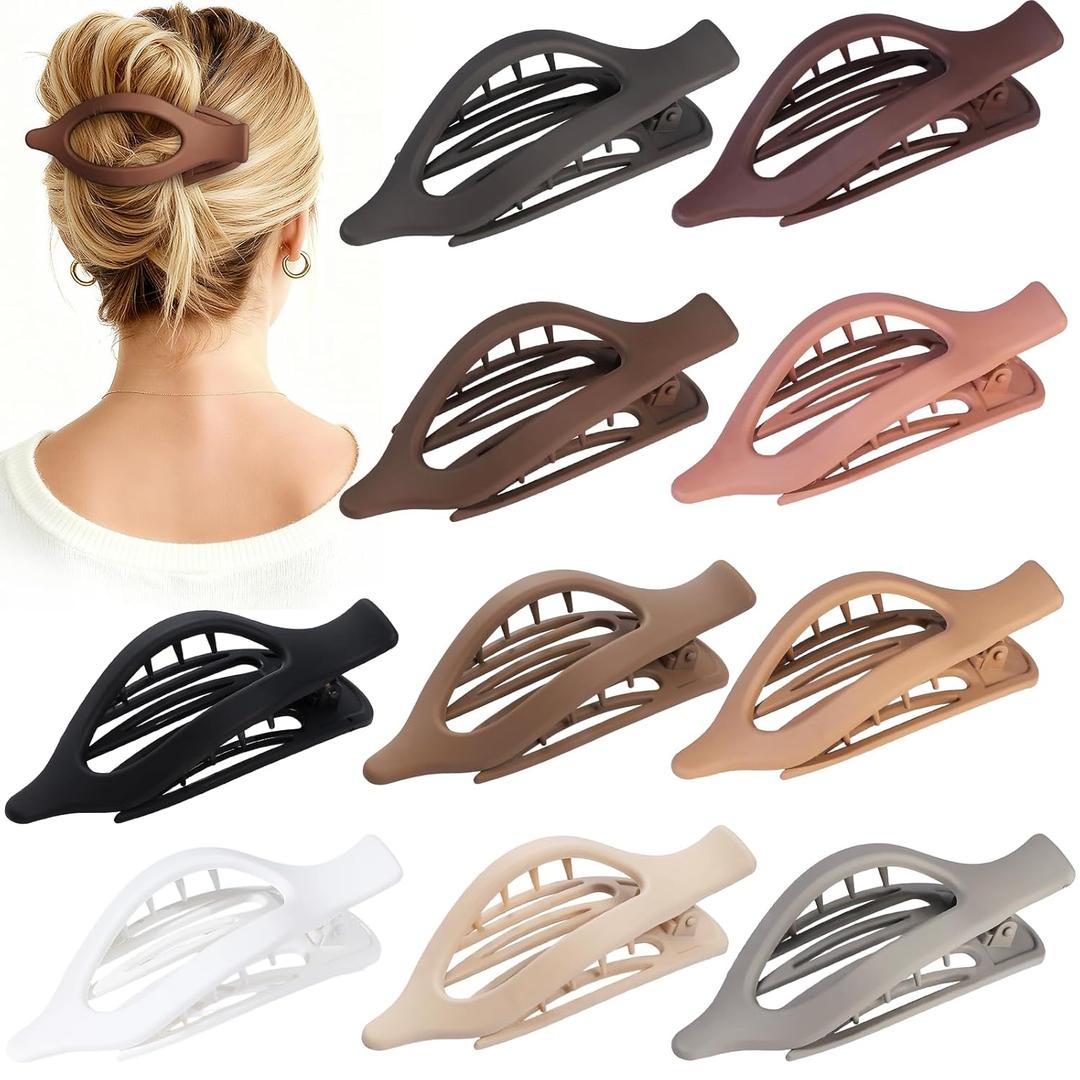 10 Pcs Flat Hair Clips for Women French Concord Claw Clips for Thick and Thin Hair Claw Clips Duck Billed Barrettes Hair Accessories for Women and Girls (Basic)