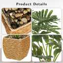 Briful Fake Plants Potted Monstera Artificial Plants Indoor Realistic Greenery Faux Plants in Square Plastic Rattan Baskets for Home Decor Farmhouse Office Weddings