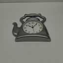 Presentime & Co. 11" Teapot Clock, Silent Non Ticking, Modern Farmhouse Style, Wall & Mantel 2 in 1 Clock, Desk & Shelf, Steel Silver Finish (Wall Deocration/Home Decoration/Tabletop Dcor)