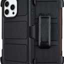 Defender for iPhone 16 Pro Max Case with Clip Holster,Heavy Duty Rugged Full-Body,2 Layers of Sturdy,Anti-Drop,Military-Grade Defender Cover for iPhone 16 Pro Max Phone Case (Black & Orange)