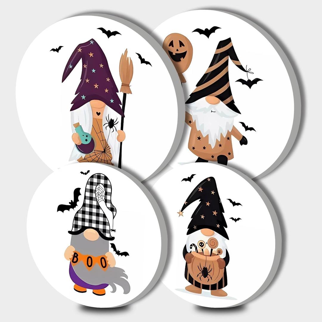 TUMOVO Halloween Gnome Burn Covers Electric Stove Nordic Magic Dwarf Round Stove Burner Cute Holidays Elf Gas Stove Burner Covers,Metal Stove Burner Cover Set of 4 Thanksgiving (White) 10InchesWx10'H (Artwork-21)