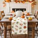 3 x Artscope Pumpkins Maple Leaves Fall Table Runner,Thanksgiving Holiday Kitchen Dining Table Decoration for Fall Home Decor 13x60 Inch - Orange