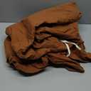 MooMee Wavy Striped Duvet Cover Set 100% Washed Cotton Linen Like Textured Breathable Durable Soft Comfy (Dark Orange, Super Queen 90"x98")