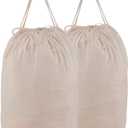 MCleanPin Washable Laundry Bags with Handles,140L Dirty Clothes Storage Bags for Laundry Hamper and Basket with Liner in College Dorm Travel, 2 Pack (Beige), Large
