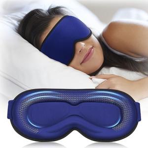 3D Contoured Weighted Eye Mask for Sleeping  Blackout, Lash-Friendly Sleep Mask for Relaxation, Spring Break, Beach Vacation, Summer Hiking Essentials, Washable Memory Foam, Navy Blue