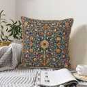 William Morris Vintage Floral Velvet Throw Pillow Covers 18x18 Inch Boho Botanical Art Home Decor Pillowcase Soft Farmhouse Rustic Square Cushion Cover for Bed Sofa Living Room Indoor and Outdoor