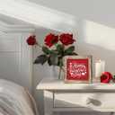 Valentine's Day Wooden Box Sign, Happy Valentine's Day Heart Accents Tabletop Decor, Love Desk Plaque for Bedroom Living Room Office, Valentine Home Decor 5.9x5.9 Inches