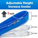 Skyfoot 3 Layers Adjustable Height Increase Shoe Insoles for Height Boosting, 3/4 Length 1 Inch Up Comfy Heel Lifts Inserts (Blue, Women 5-9, Men 6-8)