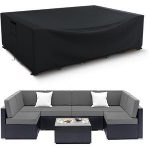 Patio Furniture Covers Waterproof, Heavy Duty 600D Outdoor Furniture Covers for Outside Sectional Sofa Set,Tear Resistance and Anti-UV, Black,108"L x 82"W x 28"H
