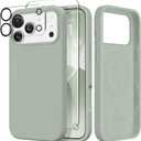 GONEZ Magnetic for iPhone 17 Pro Max Case, Compatible with MagSafe, [Screen Protector + Camera Lens Protector], Liquid Silicone Anti-Scratch Shockproof Protective Phone Case 6.9 inch, Light Green