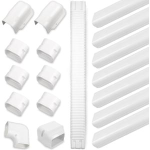 3" 25Ft PVC Line Set Cover Kit for Ductless Mini Split Air Conditioners, Decorative PVC Slim Line Cover for Central AC & Heat Pumps Systems Tubing Cover (White)
