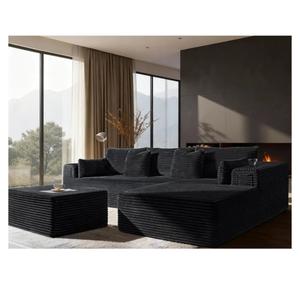 108" Cloud Sectional Couch, Comfort U Shaped Boneless Couch for Living Room, Extra Deep Seats No Assembly, Minimalist Modular Sofa, Corduroy