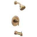 Moen Gibson Bronzed Gold Pressure Balancing Eco-Performance Showerhead, Shower Handle, and Tub Spout, Posi-Temp Valve Required, T2903EPBZG