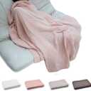 Throw Blanket, 100% Cotton 3-Layer Muslin Ultra Soft Lightweight Cozy Breathable Warm Summer Blanket, All Season Quilt for Bed Couch Sofa and Travel (Pink， 55”*78”)