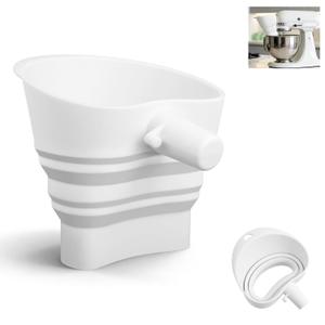 Silicone Flour Funnel for Kitchenaid Stand Mixer - Foldable Pouring Chute for Kitchenaid Mixer, Anti-Splash Baking Flour Funnel for Dry & Liquid Ingredients, Dishwasher Safe (White)