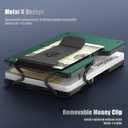 Wallet for Men, Minimalist Metal Wallets with Money Clip Removable, Slim Aluminum Card Holder, Front Pocket RFID Blocking Card Case, Mens Team Travel Business Gifts, Brushed Dark Green