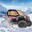 ZIDIYORUO Soft Upper Doors for Polaris RZR XP 1000 / XP Turbo 2014-2023 (2 Seater)  Updated Y K K Zippers, 3-Pane Window, Front Windshield & Side Mirror Compatible, Waterproof UTV Cab Enclosure