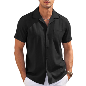 Men's Casual Button Down Shirts Short Sleeve Summer Cuban Vacation Beach Shirts XL- Tall
