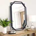 Black Bathroom Mirror, 36" x 24" Mirror Wall Decor with Modern Art Octagonal Metal Frame, for Living Room, Bedroom, Dining Room, Entryway