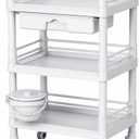 Rolling Utility Cart,Qiwey Utility Cart with Big Drawer,3-Tier Esthetician Cart with Wheels for Beauty Salon SPA Commercial Hospital Office Lab Cart White