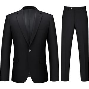 Mens Suit 2 Piece Suits for Men One Button Slim Fit Solid Jacket & Pants Tuxedo Set Business Wedding Party Small