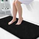 Black Bathroom Rugs 59.1"x23.6", Extra Soft Absorbent Thick Shaggy Bath Rugs, Non Slip Quick Dry Bath Mat, Machine Washable Bath Rugs for Bathroom, Microfiber Rugs for Shower Bathtubs