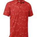 ZITY Men's Golf Shirts Short Sleeve Moisture Wicking Performance Print Patterns Casual Collared Golf Polo Shirt for Men, M