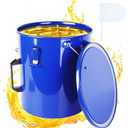 Fryer Grease Bucket, 6 Gallon Oil Disposal Caddy with Rustproof Coating, Steel Oil Bucket with Lid, Lock Clips and Handle, Oil Transport Container with Strainer Bags