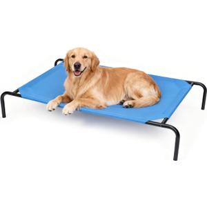 Elevated Dog Bed for Large Dogs, Washable Raised Cot with Skid-Resistant Feet, Waterproof Cooling Dog Beds with Oxford Cloth, Indoor/Outdoor Use, Blue 50in (XL- 50.8"x 31"x 8")