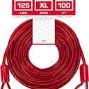 Tuff Pupper Dog Tie Out Cable 100 Feet | Dog Runner Cable for Yard 100 ft | Heavy Duty Lead | Water & Rust Resistant Industrial Strength Steel | 360 Degree No Tangle Swivel Clips (125 lbs Max Weight)